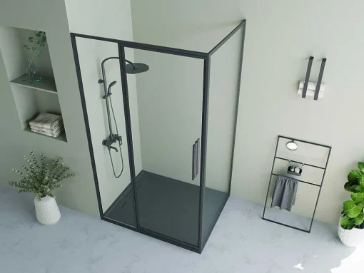Painel De Duche Com Porta Giratoria Preto Fosco Estilo Industrial 120 X 80 X 195 Cm - Toroni