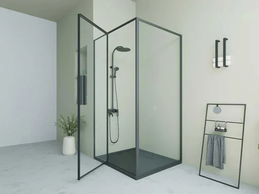 Painel De Duche Com Porta Giratoria Preto Fosco Estilo Industrial 120 X 80 X 195 Cm - Toroni