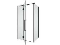 Painel De Duche Fixo Com Porta Giratoria Preto Mate Estilo Industrial 80 X 100 X 190 Cm - Princeton