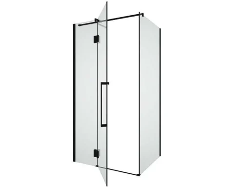 Painel De Duche Fixo Com Porta Giratoria Preto Mate Estilo Industrial 80 X 100 X 190 Cm - Princeton