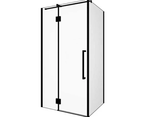 Painel De Duche Fixo Com Porta Giratoria Preto Mate Estilo Industrial 80 X 100 X 190 Cm - Princeton