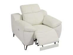 Poltrona Articulada Elétrica Couro Branco - Roveto