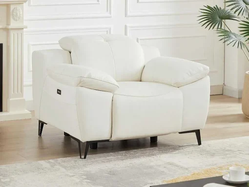 Poltrona Articulada Elétrica Couro Branco - Roveto