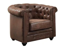 Poltrona Chesterfield Em Microfibra Com Aspeto De Pele Envelhecida