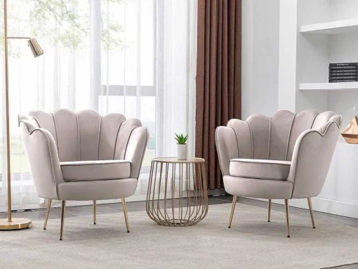 Poltrona Concha Em Veludo Taupe - Dandelion De Pascal Morabito