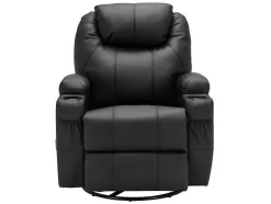 Poltrona De Massagens Em Pele Sintética Cor Preto - Silvano