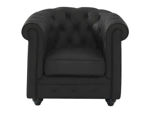 Poltrona Em Pele De Bufalo - Preto - Chesterfield