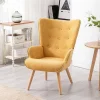 Poltrona Em Tecido Cor Amarelo Mostarda - Vately