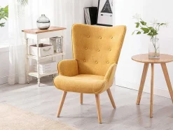 Poltrona Em Tecido Cor Amarelo Mostarda - Vately