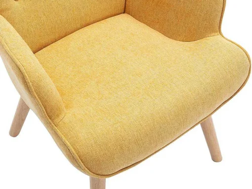 Poltrona Em Tecido Cor Amarelo Mostarda - Vately