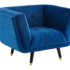 Poltrona Em Veludo Cor Azul-Escuro - Samantha Ii
