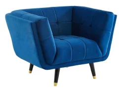 Poltrona Em Veludo Cor Azul-Escuro - Samantha Ii