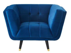 Poltrona Em Veludo Cor Azul-Escuro - Samantha Ii