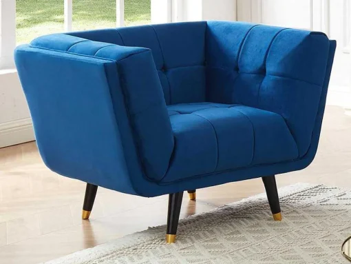Poltrona Em Veludo Cor Azul-Escuro - Samantha Ii
