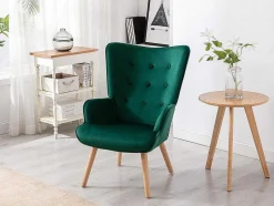 Poltrona Em Veludo Cor Verde - Vately