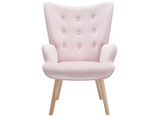 Poltrona Em Veludo Cor-De-Rosa - Vately