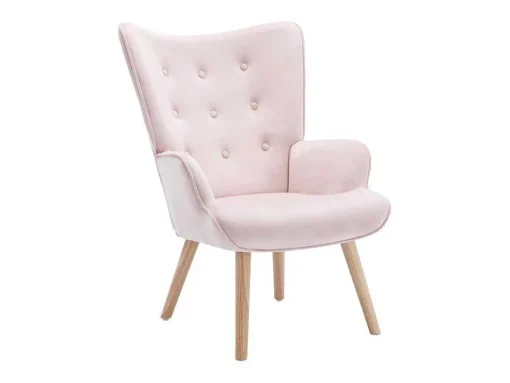 Poltrona Em Veludo Cor-De-Rosa - Vately