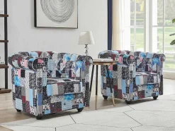Poltrona Estofada Em Patchwork - Chesterfield