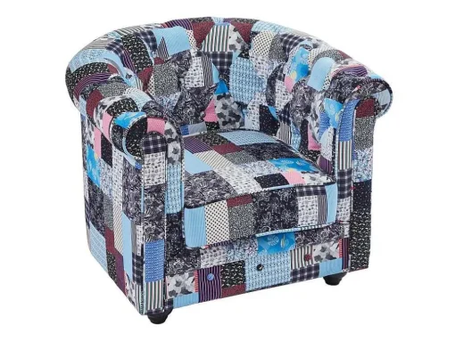 Poltrona Estofada Em Patchwork - Chesterfield