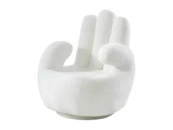 Poltrona Giratoria Em Forma De Mão Em Pele Sintética - Branco - Catchy