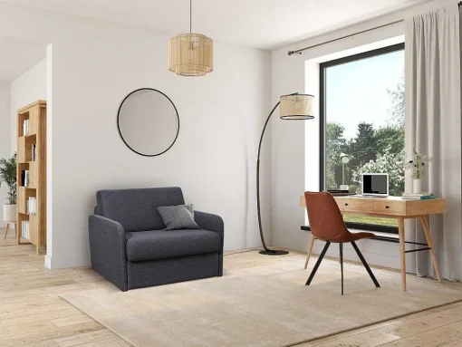 Poltrona Rapidamente Convertivel Em Cama De 70 Cm Em Tecido Antracite - Nadoa