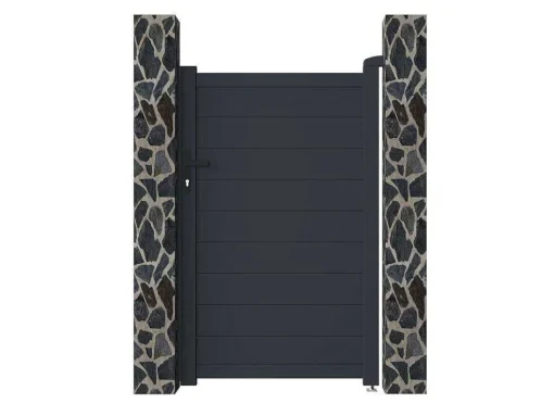 Porta De Batente Antracite Em Aluminio De C100 X A158 Cm - Nazario