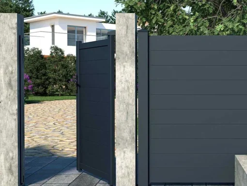 Porta De Batente Antracite Em Aluminio De C100 X A158 Cm - Nazario