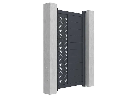 Porta De Batente Em Aluminio Semiperfurado Com Motivos De C103 X A181 Cm Cor Antracite - Gregor