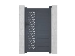 Porta De Batente Em Aluminio Semiperfurado Com Motivos De C103 X A181 Cm Cor Antracite - Gregor