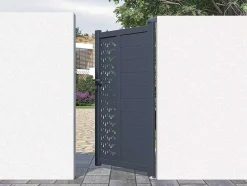 Porta De Batente Em Aluminio Semiperfurado Com Motivos De C103 X A181 Cm Cor Antracite - Gregor