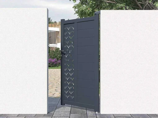 Porta De Batente Em Aluminio Semiperfurado Com Motivos De C103 X A181 Cm Cor Antracite - Gregor
