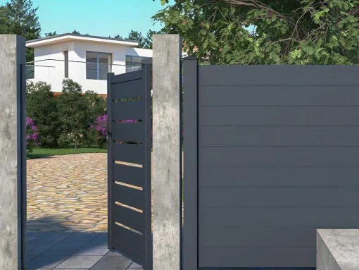 Porta De Batente Perfurada Antracite Em Aluminio De C100 X A158 Cm - Primo
