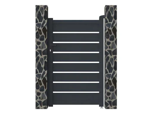Porta De Batente Perfurada Antracite Em Aluminio De C100 X A158 Cm - Primo