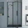 Porta De Duche Giratoria Preto Mate Estilo Industrial 120X195 Cm - Toroni