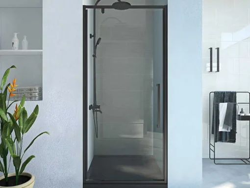 Porta De Duche Giratoria Em Metal Preto Mate De Estilo Industrial 90 X 195 Cm - Tamri