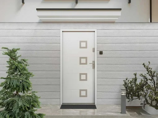 Porta De Entrada Aco Macico E Inox A207 X L100 Cm Branca, Abertura Para A Esquerda - Tifana