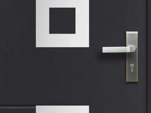Porta De Entrada Em Aco Envidracado Com Inox A207 X L100 Cm Antracite, Abertura Para A Esquerda - Tifana