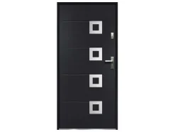 Porta De Entrada Em Aco Envidracado Com Inox A207 X L100 Cm Antracite, Abertura Para A Esquerda - Tifana
