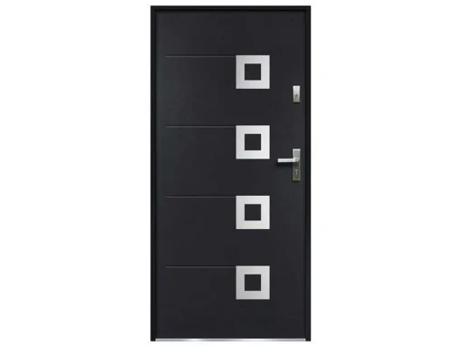 Porta De Entrada Em Aco Envidracado Com Inox A207 X L100 Cm Antracite, Abertura Para A Esquerda - Tifana