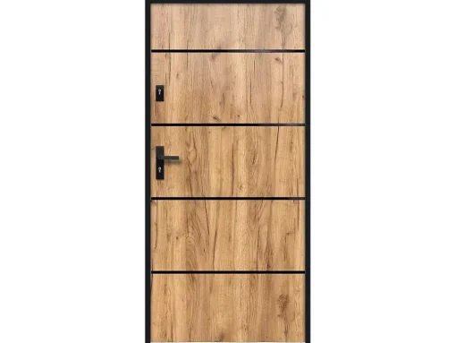 Porta De Entrada Em Aco E Inox A207 X L100 Cm Efeito Carvalho, Abertura Para A Direita - Naxara