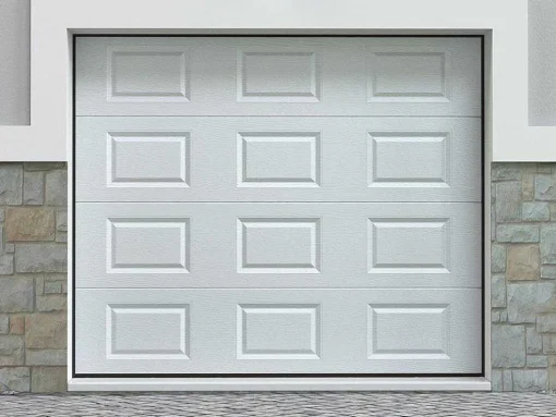Porta De Garagem Seccionada Com Padrao Quadriculado Branco Com Motor Somfy - Caopas