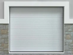 Porta De Garagem Seccionada Efeito Ranhurado Branco Motorizada - Noria
