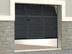 Porta De Garagem Seccionada Motorizada Com Padrao Quadriculado E Porta Central Antracite - Caopas