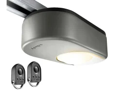 Porta De Garagem Seccionada Efeito Ranhurado Com Porta Central Cinza Com Motor Somfy - Noria