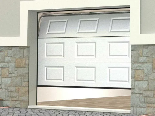 Porta De Garagem Seccionada Com Padrao Quadriculado Branco Com Janelas Motorizada - Caopas