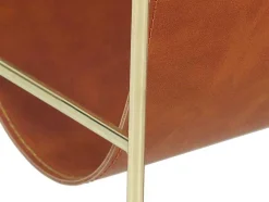 Porta-Revistas Vintage Em Pele Sintética C38 X L22 X A41 Cm, Metal E Pele Sintética Castanha - Ferri