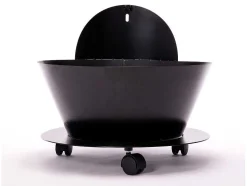 Porte Buches En Acier Noir Avec Couvercle Et Roues