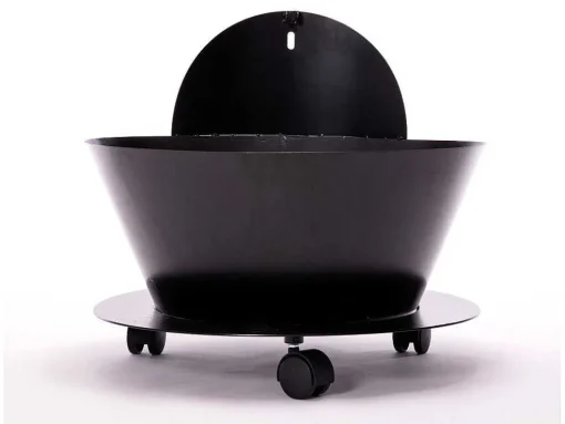 Porte Buches En Acier Noir Avec Couvercle Et Roues