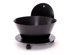Porte Buches En Acier Noir Avec Couvercle Et Roues
