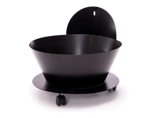Porte Buches En Acier Noir Avec Couvercle Et Roues